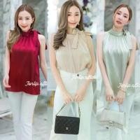 ราคา Cocktail Top เสื้อแขนกุด คอปีน ผูกคอ โบว์ข้าง ผ้าซาติน เรียบหรู ดูแพง เสื้อออกงาน (1732113490382654382)