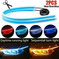 ราคา หัวแถบนำทาง LED, 2 ชิ้น, 12V, สำหรับรถยนต์, ไฟวิ่งกลางวัน, หลอดไฟเลี้ยว, DRL, สวิตช์กลับแบบสลับได้, มีให้เลือก 30 ซม./45 ซม./60 ซม. car chandelier ไฟเดย์ไลท์ เวฟ 110 ไฟ 200 โหมด pcx (17319881573879328