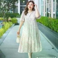 ราคา เดรสสาวอวบ มีไซส์ถึง50 ผ้าชีฟองลายดอก สวยใส สไตล์เกาหลี Peppermint PlusSize (645 A) เสื้อผ้า ผู้หญิง น่ารัก Lady Dress Women Clothing ชุด ชมพู (1729601659285637902)