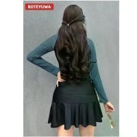 ราคา Boteyuwa ชุดว่ายน้ำผู้หญิงแขนยาวป้องกันรังสี UV ชุดว่ายน้ำกระโปรง ชุดแยกชิ้นแขนยาวกระโปรง รุ่น T2938 / T3981 (1731655517663167917)