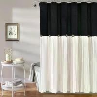 ราคา ม่านอาบน้ำผ้าลินินกระดุม Lush Decor ยาว 72 นิ้ว กว้าง 72 นิ้ว สีดำและออฟไวท์ ทำจากผ้าขาวม้า เหมาะสำหรับตกแต่งห้องน้ำสไตล์บ้านไร่ ม่านห้องน้ำ (1732526197495662473)