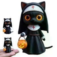 ราคา Wlifend Halloween Nun Cat รูปปั้นแมวรูปปั้นแมวดำกับถังฟักทอง Gothic Witchy Decor Fantasy ประติมากรรมสะสมสำหรับคนรักแมว (1732502948381099249)