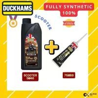 ราคา น้ำมันเครื่องออโต้พร้อมน้ำมันเฟืองท้าย SCOOTER DUCKHAMS สังเคราะห์แท้ 5W40 และน้ำมันเฟืองท้าย 75W90 (1732586925207619121)