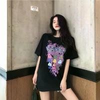 ราคา Summer New Black T-shirt Women's Short Sleeve Loose Western Style Korean Style Fashion Print T-shirt Top (1730210406174263690)