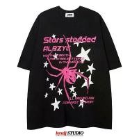 ราคา Hyxdj American Style Hip Hop Hip Hop Spider Letter Print Short-Sleeve T-Shirt Summer Street Retro Casual Half Sleeve Cotton Man (1730255666107026223)