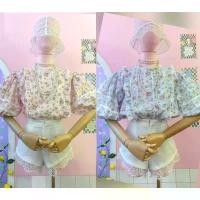 ราคา เสื้อแขนบอลลูนลายดอกไม้สีหวานพาสเทลFlower style ป้าย chaya จัดส่งฟรี กทม (1732048803468838318)
