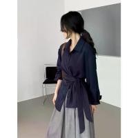 ราคา เสื้อเชิ้ตผู้หญิง กระชับสัดส่วน เอว-มัด ผูกด้านข้าง เรียบหรู เสื้อเบลาส์ แขนยาว เหมาะสำหรับการเดินทาง (1732431334022153360)