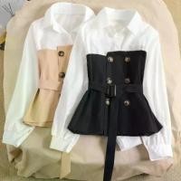 ราคา เสื้อเชิ้ตแขนยาวสำหรับผู้หญิง สไตล์เกาหลี เอวสลิม เสื้อเบลาส์ (1729896199662242358)