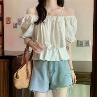 ราคา เสื้อเด็ก ปาดไหล่ แขนฟอง สลิง เสื้อฤดูร้อน ผู้หญิง สไตล์เกาหลี น่ารักและเซ็กซี่ เสื้อเด็กโต แขนสั้น เสื้อเบลาส์ ปาดไหล่ เสื้อ ซาลูน เสื้อ แบบ ยับ เสื้อ สียีนส์ เสื้อ แบรนด์ (1731363588144400079)