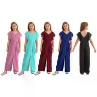 ราคา เด็กผู้หญิง บอดี้สูท ผ้าชีฟอง คอวี รอมเปอร์ นัวเนีย แขนสั้น เอวสูง มีซัพพอร์ท กางเกงขากว้าง จั๊มสูท Runhomal (1732317887843894955)