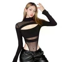 ราคา บอดี้สูทผู้หญิง แขนยาว คอเต่า ดีไซน์กลวง ซีทรู รอมเปอร์ เหมาะสำหรับ Clubwear (1731015453116762406)