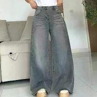 ราคา จินซ์ กางเกงยีนส์ขาตรงขนาดใหญ่ เอวสูง สีเทา ผ้าที่ดีและเปิดขากว้าง กางเกงหลวม เหมาะสำหรับผู้หญิง เสื้อผ้า กางเกงยีนส์ สียีนส์ กระโปรง ใส่ สบาย แบรนด์ อริสรา ฝ้าย ทอมือ ซาตินทรง ห (1732247916611470434)