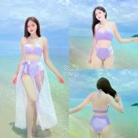ราคา ชุดว่ายน้ำ 3 ชิ้น เอวสูงแต่งผ้าลายจุด พร้อมกระโปรงยาวซีทรูลายจุด ม่วง/ ดำ/ ขาว จัดส่งฟรี กทม (1732036307214370806)