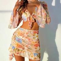 ราคา ชุดบิกินี่พิมพ์ลาย มาใหม่ เอวสูง พร้อมกระโปรงชายหาด เสื้อครอปแขนยาว ชุดว่ายน้ำ ชุดบิกินี่สี่ชิ้น (1732523800463049781)