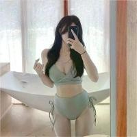 ราคา บิกินี่ สไตล์เกาหลี สีพื้น เซ็กซี่และบาง ดีไซน์ไขว้ เอวสูง มีสายผูกเอว ชุดว่ายน้ำทูพีซ สำหรับผู้หญิง มาใหม่ (1732057035890984524)