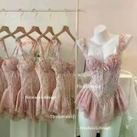 ราคา เสื้อชั้นใน ลายดอกไม้ เซ็กซี่และหวาน มีแผ่นรองหน้าอก ชุดนอนน่ารักและเซ็กซี่ กระชับสัดส่วน รวบรวม พิมพ์ลายก้างปลา บรา ชุดนอน (1732379968216794649)
