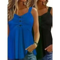 ราคา ชุดทูพีซพลัสไซส์ สำหรับผู้หญิง เสื้อแขนกุด ดีไซน์เปลือยหลัง สายกว้าง กระดุมหน้า แฟชั่นฤดูร้อน ชุดลำลอง เสื้อเปลือยหลัง ผ้ายืด เสื้อ สูท แฟชั่น ผู้หญิง (1732164567625401479)