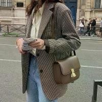 ราคา พร้อมส่งในไทย️ Blazerโอเวอร์ไซส์ ลายชิโนริ สูทoversizeทรงบอย แขนยาวสีน้ำตาล สูทลายชิโนริเล็ก COD (1732122236373338380)