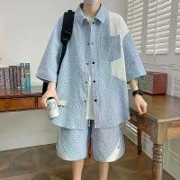 ราคา เสื้อเชิ้ตเยาวชน แขนสั้น สูท ชุดสูทสองชิ้นลำลอง หลวม บาง แฟชั่นฤดูร้อน เหมาะสำหรับนักเรียนชาย กีฬาชาย สไตล์หล่อ (1730706088119143167)