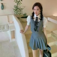 ราคา ชุดสามชิ้น เสื้อกั๊ก เสื้อเชิ้ตผู้หญิงสไตล์ญี่ปุ่น กระโปรงพลีท JK สไตล์กระโหลกเท่ ชุดกระโปรงผู้หญิง Clothing สูท (1730015385576573473)