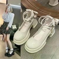 ราคา รองเท้าส้นเตี้ย วัสดุยาง รองเท้าส้นสูง หัวกลม สายรัดหัวเข็มขัด สไตล์แมรี่เจน ตื้น (1731903591470040297)