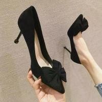ราคา รองเท้าส้นสูงฝรั่งเศส สำหรับผู้หญิง ฤดูใบไม้ผลิ/ฤดูร้อน รองเท้าส้นเข็ม โบว์ สีดำ รองเท้าส้นเตี้ย (1731488634429802941)