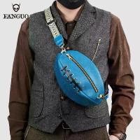 ราคา กระเป๋าคาดหน้าอกรักบี้หนังแท้ แบรนด์ FANGUO แบรนด์อินเทรนด์ สำหรับผู้ชาย กระเป๋าสะพายข้าง กระเป๋าสะพายข้าง ทำจากหนังวัว แฮนด์เมด ขนาดเล็ก สไตล์วินเทจ (1732492638526866484)