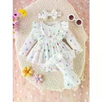 ราคา เสื้อผ้าเด็กผู้หญิงแรกเกิด สไตล์ใหม่ฤดูใบไม้ร่วง ชุด 3 ชิ้น เสื้อผ้าพิมพ์ลายหวานและน่ารัก พร้อมถุงเท้า ที่คาดผม เหมาะสำหรับเด็ก 0-1 ขวบ (1732255457894892684)