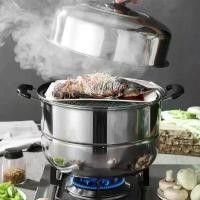 ราคา หม้อนึ่งอเนกประสงค์ 2 ชั้น พร้อมชั้นวางไอน้ำ สแตนเลสหนา หม้อหุงข้าว หม้อนึ่งซุป หม้อตุ๋น [COD] (1732396249088034104)