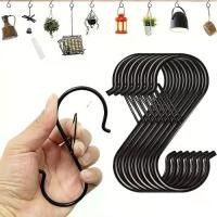 ราคา ตะขอโลหะรูปตัว S สีดำ 6 ตัว รับน้ำหนักได้สูง พร้อมคลิปหนีบนิรภัย ดีไซน์กันลม เหมาะสำหรับแขวนต้นไม้ โคมไฟ เครื่องครัว กระถาง จาน เสื้อผ้า และผ้าเช็ดตัว เหมาะสำหรับใช้ในร่มและกลางแจ้ง (17326060617357412