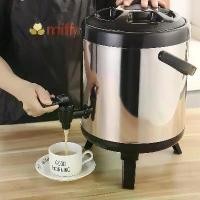 ราคา ถังพักชา เครื่องจ่ายน้ำร้อนเย็นสแตนเลส ขนาด 6/8/10/12ลิตร คีมคีบกาแฟ ชานม ฉนวนความร้อน กระบอกใส่นม กระติกน้ำร้อน ถังใส่ชานม เครื่องครัว สแตนเลสสตีล ปลอดสาร BPA ทนความร้อนสูง พร้อมฝาปิด ถังชานมไข่มุก (