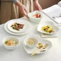 ราคา ชามจานมินิมอล ขายดี ชามจานมุมมน ชามรูปหัวใจ ชามซุป ช้อนส้อม 1 ชิ้น/ล็อต สีมุกขาว (1732530022995428512)