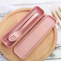 ราคา ช้อนส้อม ชุดช้อนส้อม ตะเกียบ วัสดุธรรมชาติ พร้อมกล่องใส่ขนาดพกพา สีพาสเทล (1729575314940004361)