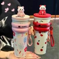 ราคา ชุดขวดน้ำ รวมฟาง แก้วน้ำสแตนเลสเกรด 304 แก้วน้ำ ถ้วย Yeti กระติกน้ำร้อนลายการ์ตูนหมีแพนด้า ความจุ 700 ml (1731826434232517681)