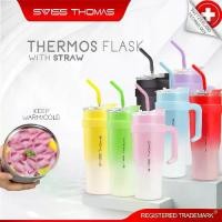 ราคา แก้วน้ำ ถ้วย เทมเปอร์ SwissThomas กระติกน้ำร้อน สแตนเลส กระติกน้ำร้อน มีหูหิ้ว พร้อมฟาง ความจุ 1200ml (1731852000936626637)