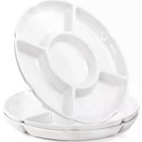 ราคา ถาดเสิร์ฟแบ่ง 3 แพ็ค จานแบ่งและจุ่มแตกไม่ได้ ขนาด 13 นิ้ว จานใส่ขนมเมลามีน ถาดใส่ขนมแบ่ง 5 ส่วน เหมาะสำหรับใส่อาหาร ถั่ว ลูกอม ผลไม้แห้ง ผัก (1732514838594028668)