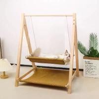 ราคา พร้อมส่งจากไทย ชิงช้าแมว 2ชั้น ที่นอนแมว เปลแมว ชิงช้าไม้ เบาะผ้า ที่นอนสัตว์เลี้ยง ประกอบเองง่ายๆ เตียงแมว (1731553980743189600)