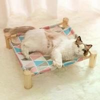 ราคา COD มีพร้อมส่งเตียงนอนไม้สำหรับสัตว์เลี้ยง ที่นอนแมว ที่นอนสัตว์เลี้ยง เบาะนอนสัตว์เลี้ยง เปลแมว เตียงแมว ครบชุดไม้+ผ้า (1731687325086090764)