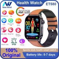 ราคา สมาร์ทวอทช์, ET580 ใหม่, พร้อม ECG, ระดับน้ำตาลในเลือด, ความดันโลหิต, กรดยูริก, เลือดไขมัน, เครื่องวัดอัตราการเต้นของหัวใจ, การตรวจสอบอุณหภูมิ, การโทรด้วยบลูทูธ, หน้าจอ AMOLED, มัลติสปอร์ต, สร้อยข้อมื