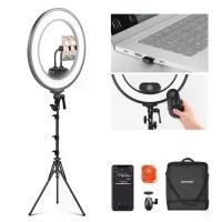 ราคา NEEWER 18 Inch Edge Lit Ring Light Kit 45W 3300lux 2900K-7000K 12 Scenes with APP 2.4G PC Mac Control Magnetic Detachable Remote Controller Stand Bag for Makeup TikTok Instagram Live Stream, RL45B Vid