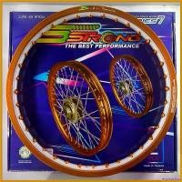 ราคา ectocoshop คุณภาพรับประกันได้ วงล้อ S Strong วงล้อเอสสตรอง ขอบล้อสีทองเข้ม ขอบเรียบ-ยิงทราย-เจาะตา ขอบ17 ขนาด 1.20 และ ขนาด 1.40 แพ็คคู่ 2 วง แถมเสื้อ ไฟเลี้ยว ฟอซ่า กระจก เวฟแ (1730581186910456309)