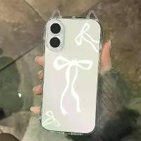 ราคา เปลือกแมวใส ดีไซน์การ์ตูนโบว์ขาวพื้นหลังสีน้ำเงิน น่ารัก (1732203748713663025)