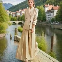 ราคา ชุดสูทลำลองสำหรับผู้หญิง แฟชั่น คอลเลคชั่นสปริงใหม่ปี 2025 เสื้อเบลเซอร์ผูกเน็คไทคอวีแขนยาว กางเกงขากว้างเอวสูง ชุด คลุม เบาะหนัง รถ เก๋ง ครบเซต โดเรมอน ลิ้น หน้า เบล ติด กระจก จอย เต้น (1731566286613