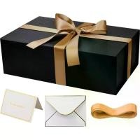 ราคา กล่องของขวัญสีดำขนาดใหญ่ YINUOYOUJIA มีฝาปิด กล่องของขวัญแม่เหล็ก 14" x 9" x 4.5" พร้อมริบบิ้นและการ์ดซองจดหมาย เหมาะสำหรับเป็นของขวัญ เหมาะสำหรับงานแต่งงาน วันเกิด งานฝีมือ บรรจุภัณฑ์ของขวัญ (1732322