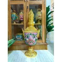 ราคา หัวโขน ไมยราพณ์ ขนาดสวมหัว (กระดาษ) งานสวย ประดับเพชรคริสตัล พร้อมฐานไม้อัดสีแดงฟรี (1729584251742947483)