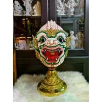 ราคา หัวโขน หนุมาน ขนาดสวมหัว ใส่แสดง รอบหัวไม่เกิน 24 นิ้ว งานสวย กระดาษ ทองเค ประดับพลอย ฟรีฐานไม้สีแดง (1729606945530415259)