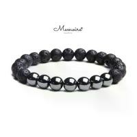 ราคา กำไลข้อมือหินแท้ หินภูเขาไฟ + hematite หินลาวา สร้อยนำโชค สุขภาพ COD (1731947933678077764)