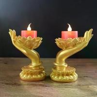 ราคา เชิงเทียนเนยดอกบัวมือพระพุทธเจ้า, ของใช้ในครัวเรือน, เหมาะสำหรับถวายเทียนพุทธ, คู่เชิงเทียนดอกบัว, เหมาะสำหรับแท่นวางเทียนห้องพระพุทธเจ้า (1731792999477315836)
