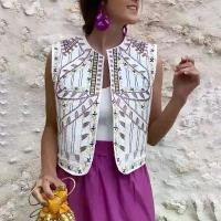 ราคา เสื้อกั๊กลายดอกไม้ปักลายย้อนยุคสำหรับผู้หญิง สไตล์ Y2k แขนกุด เปิดด้านหน้า เสื้อครอป แฟชั่นวินเทจ เสื้อเบลเซอร์แขนกุดลายดอกไม้ (1731293027535128278)