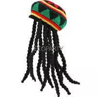 ราคา หมวก Rasta, พร้อมเดรดล็อกส์สีดำ, วิกผม Rasta, หมวกจาเมกา, หมวกเดรดล็อกส์, สำหรับเครื่องแต่งกายฮาโลวีน, 17.3 นิ้ว (1732343552133400562)